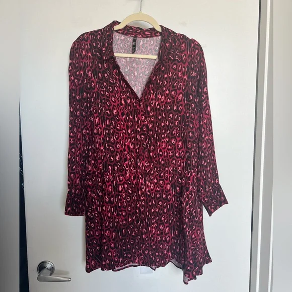 red animal print dress zara Red zara leopard